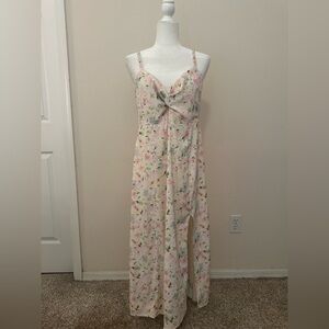 Abercrombie & Fitch Soft Pastel Floral Midi Dress Sz L Spring Wedding Picnic